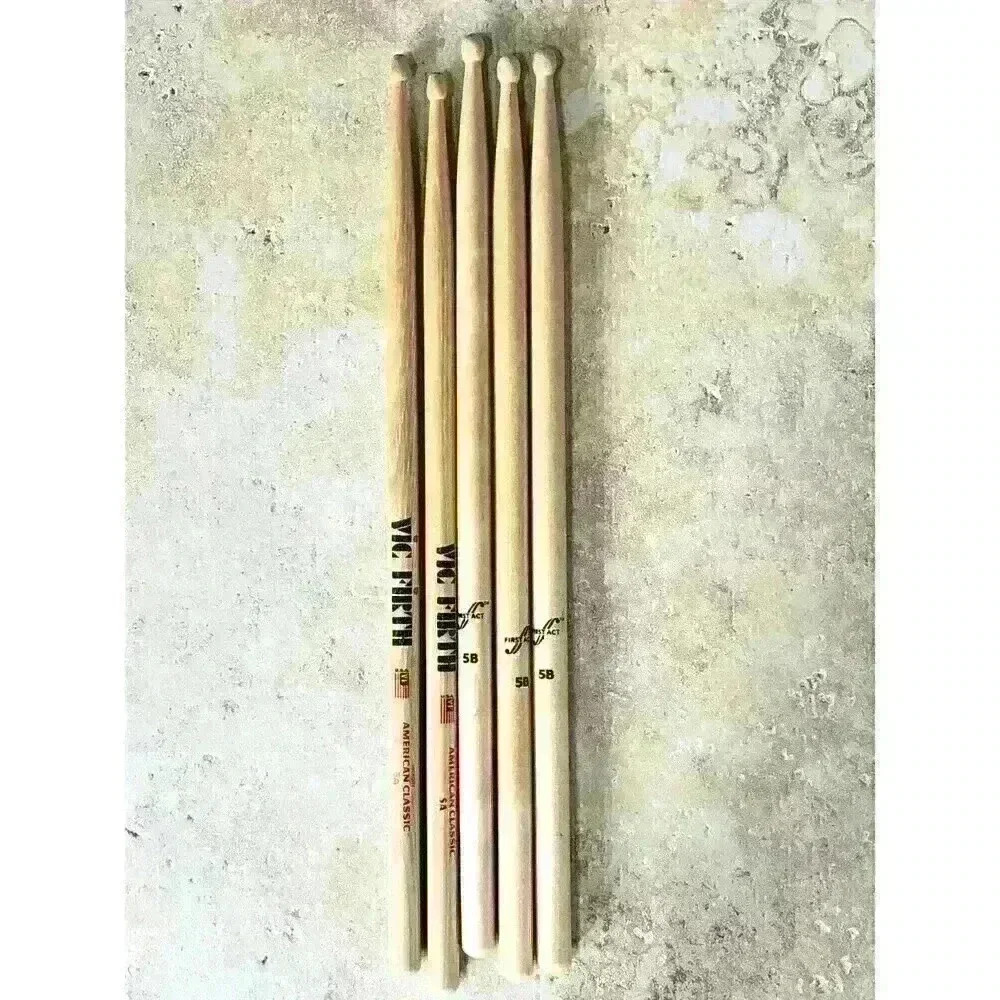 Lot Of  1 Set Vic Firth 5A Hickory American Classic & 3 First Act 5B Drumsticks